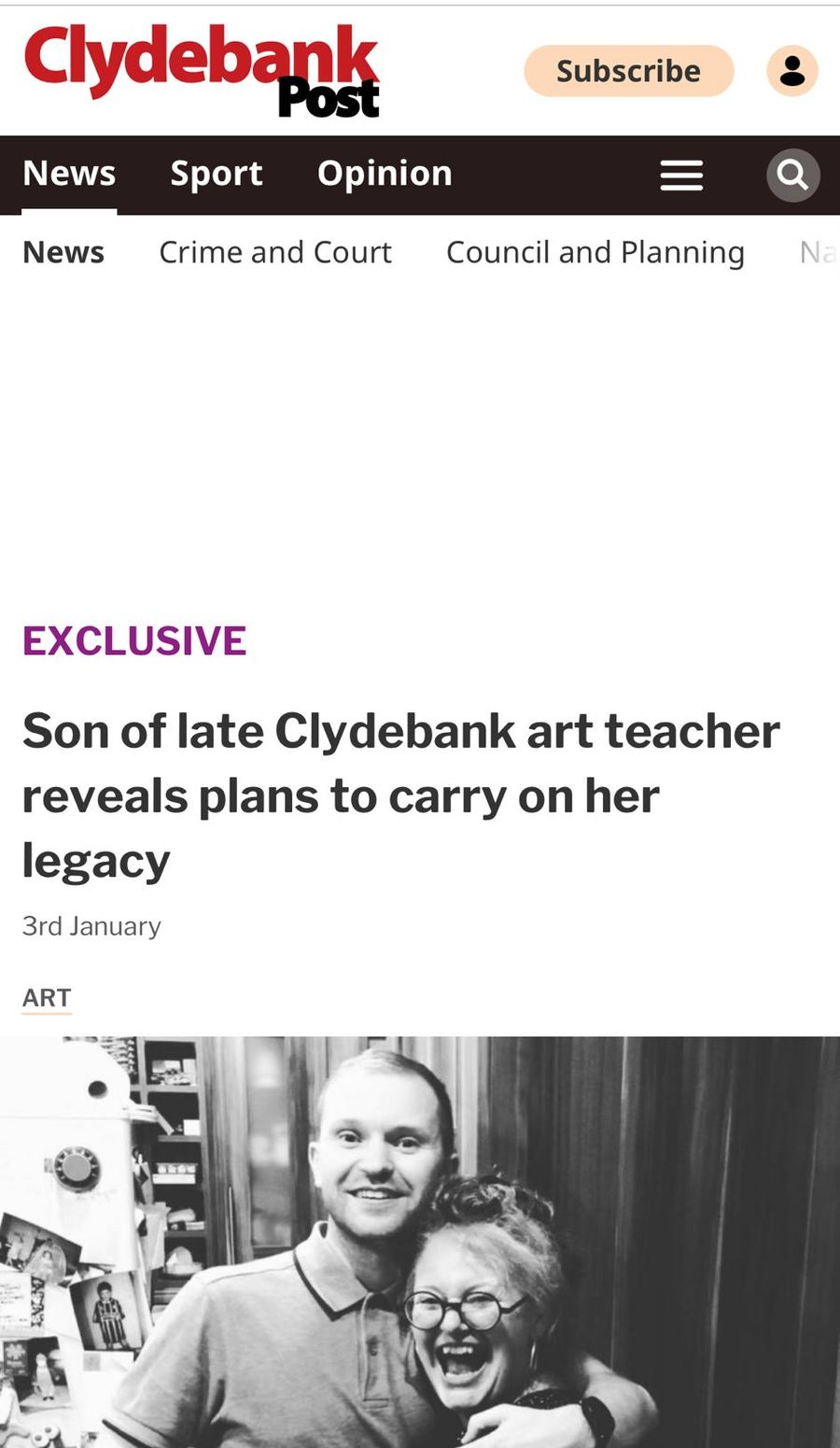 Clydebank Post coverage of the prize